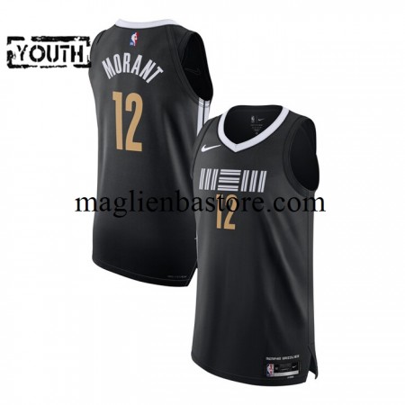 Maglia NBA Memphis Grizzlies Ja Morant 12 2023-2024 Nike City Edition Nero Swingman - Bambino
